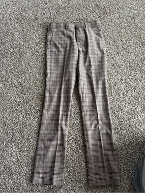 Murano Taupe Plaid Pants with Black Windowpane